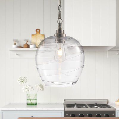 1-Light Clear Glass Globe Shade Pendant Lighting