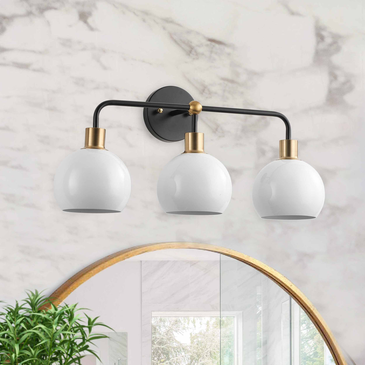 3-Lights Ball Shade Simple Bathroom Vanity Lighting