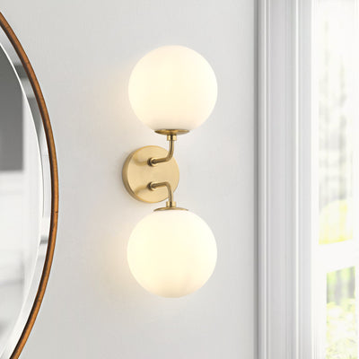 2-Lights White Jade Acid Wash Globe Shade Wall Sconces