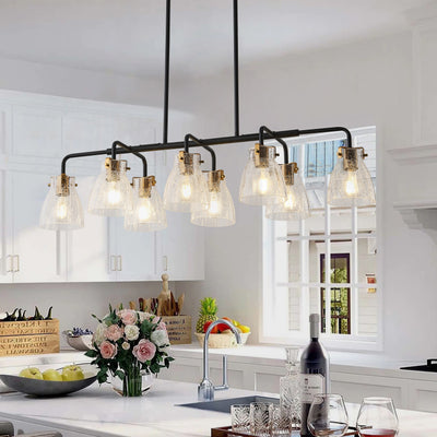 8-Lights Light Crackle Water Glass Shade Kitchen Island Lights