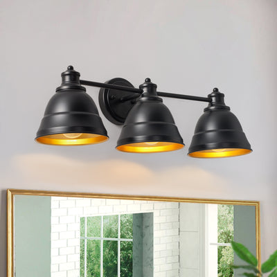 3-Lights Flared Metal Shade Bathroom Vanity Lighting