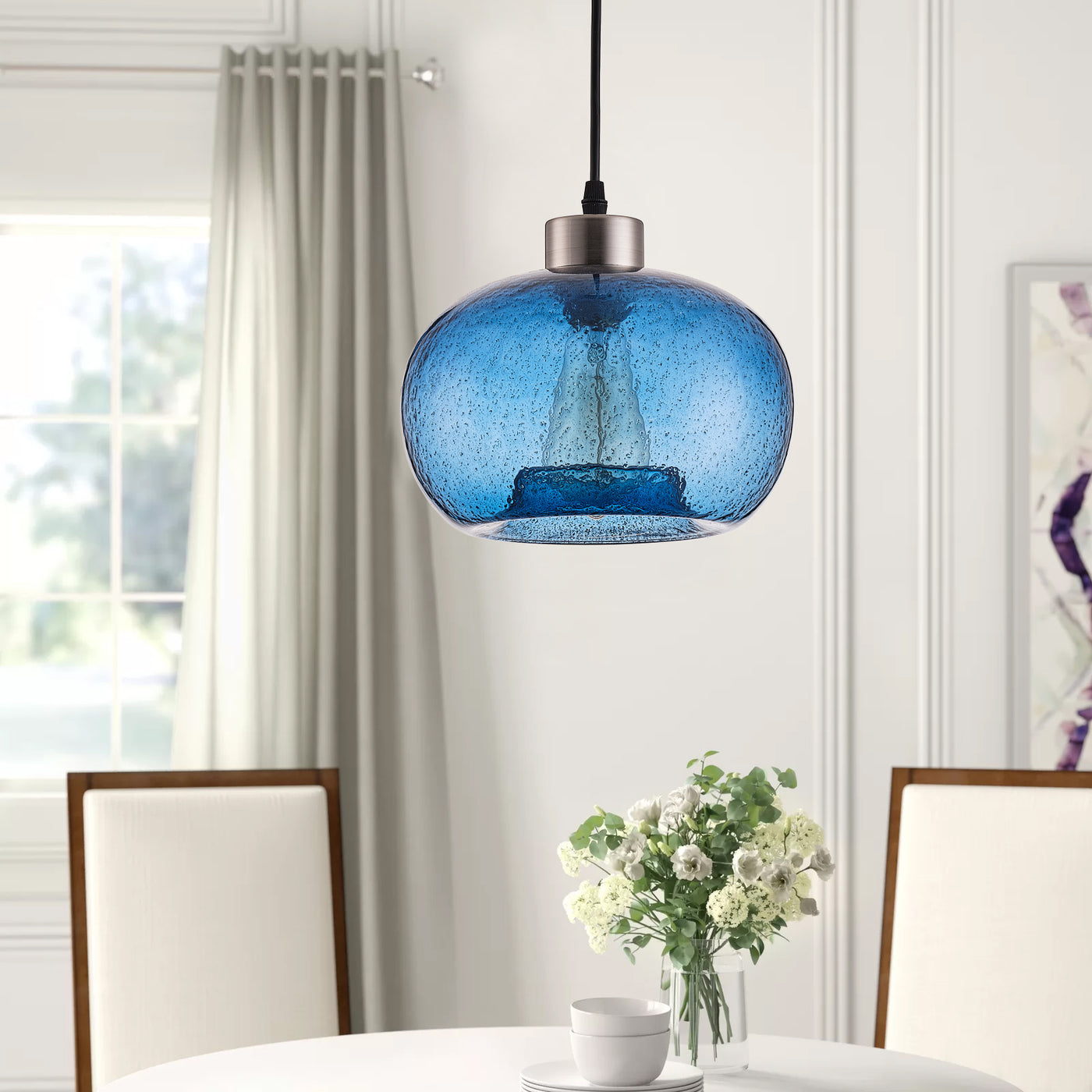 1-Light Glass Bowl Shade Design Pendant Lighting