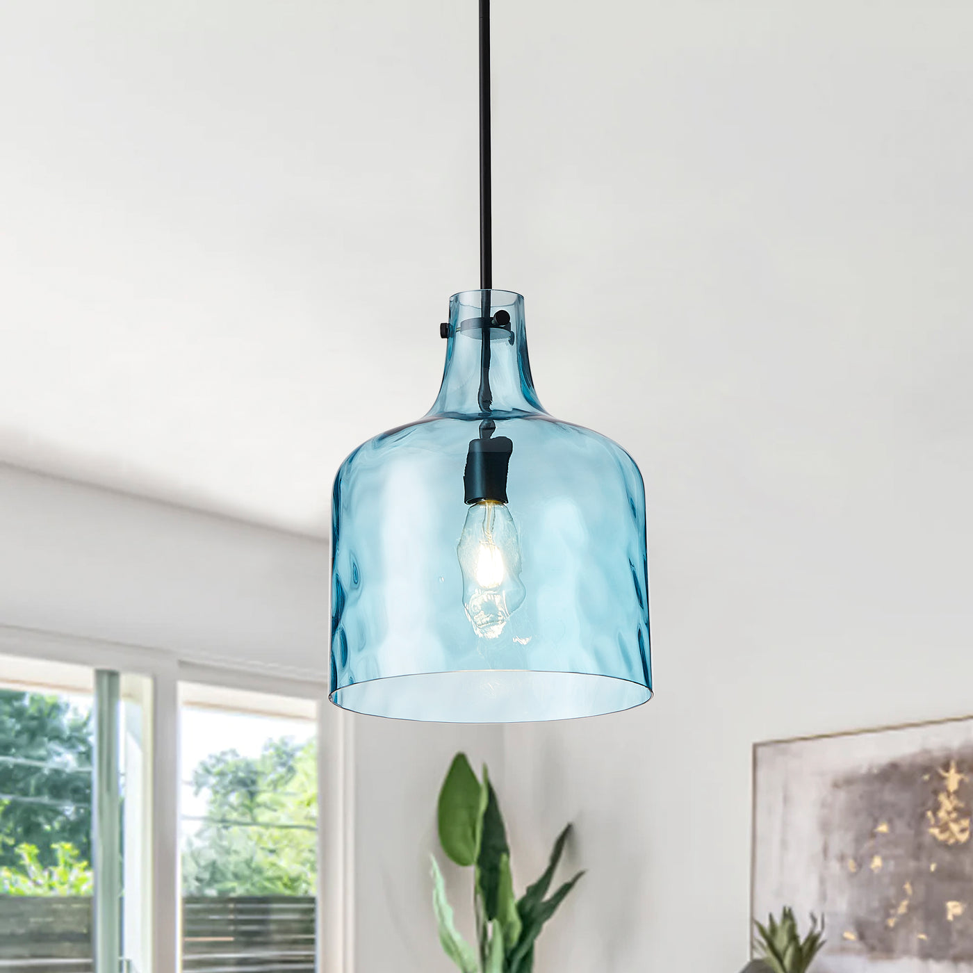 1-Light Modern with Textured Glass Shade Pendant Lighting