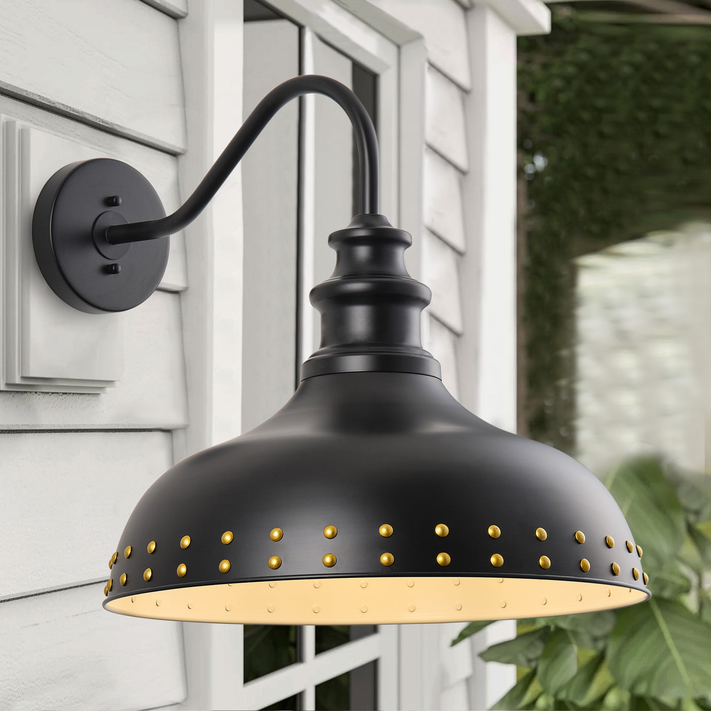 1-Light Spray-Painted with Gold Dots Bowl-Shaped Oversize Wall Sconces Outdoor Lights