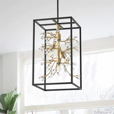 4-Lights Vintage Crystal Branch Pendant Lighting