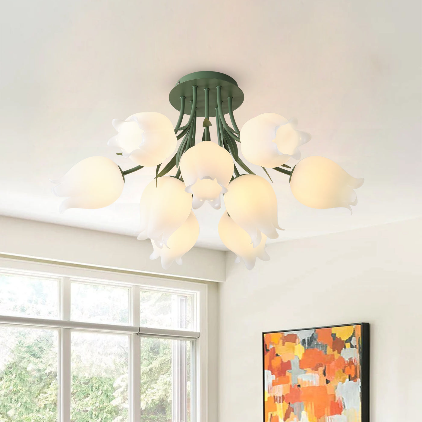 3-Lights & 9-Lights Flower Bouquet Shape Creative Semi-Flush Mount Lighting