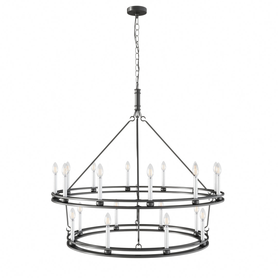 Aiwen 2 Tiers Wagon Wheel Chandelier Retro Foyer Hanging Ceiling Lamp, image size:1080x1080