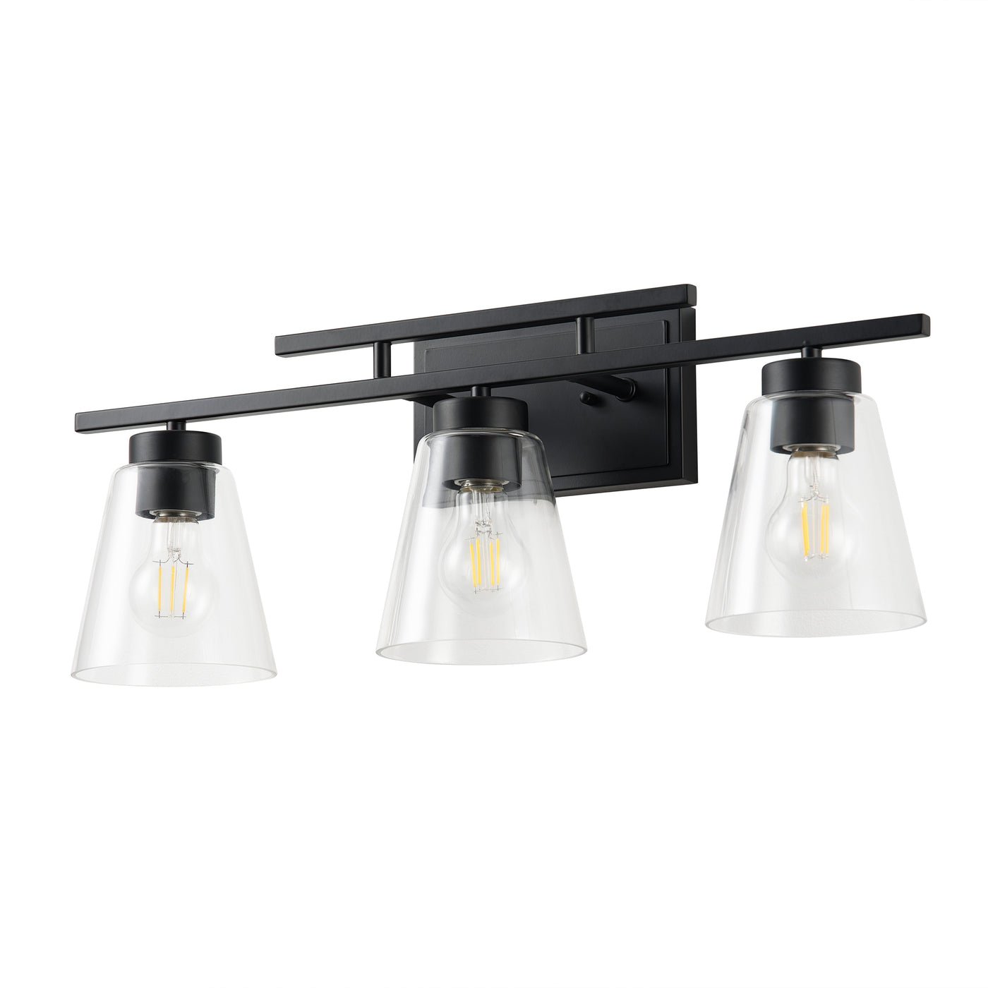 3-Lights& 4-Lights Dimmable Bathroom Clear Glass Wall Vanity Lighting