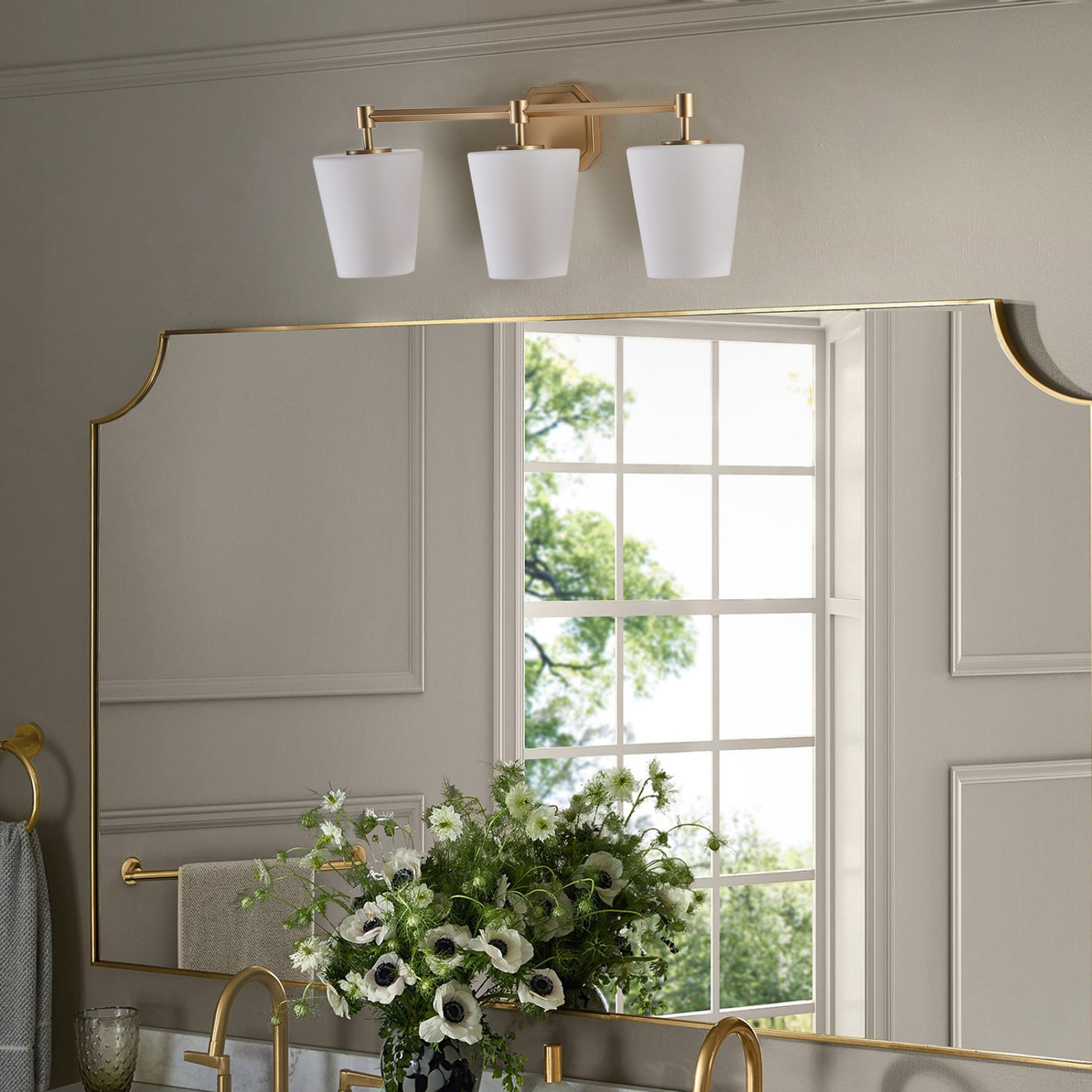 3-Lights White Jade Acid Wash Bathroom Vanity Lighting