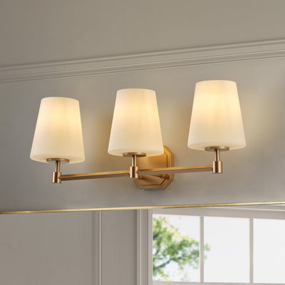 3-Lights White Jade Acid Wash Bathroom Vanity Lighting