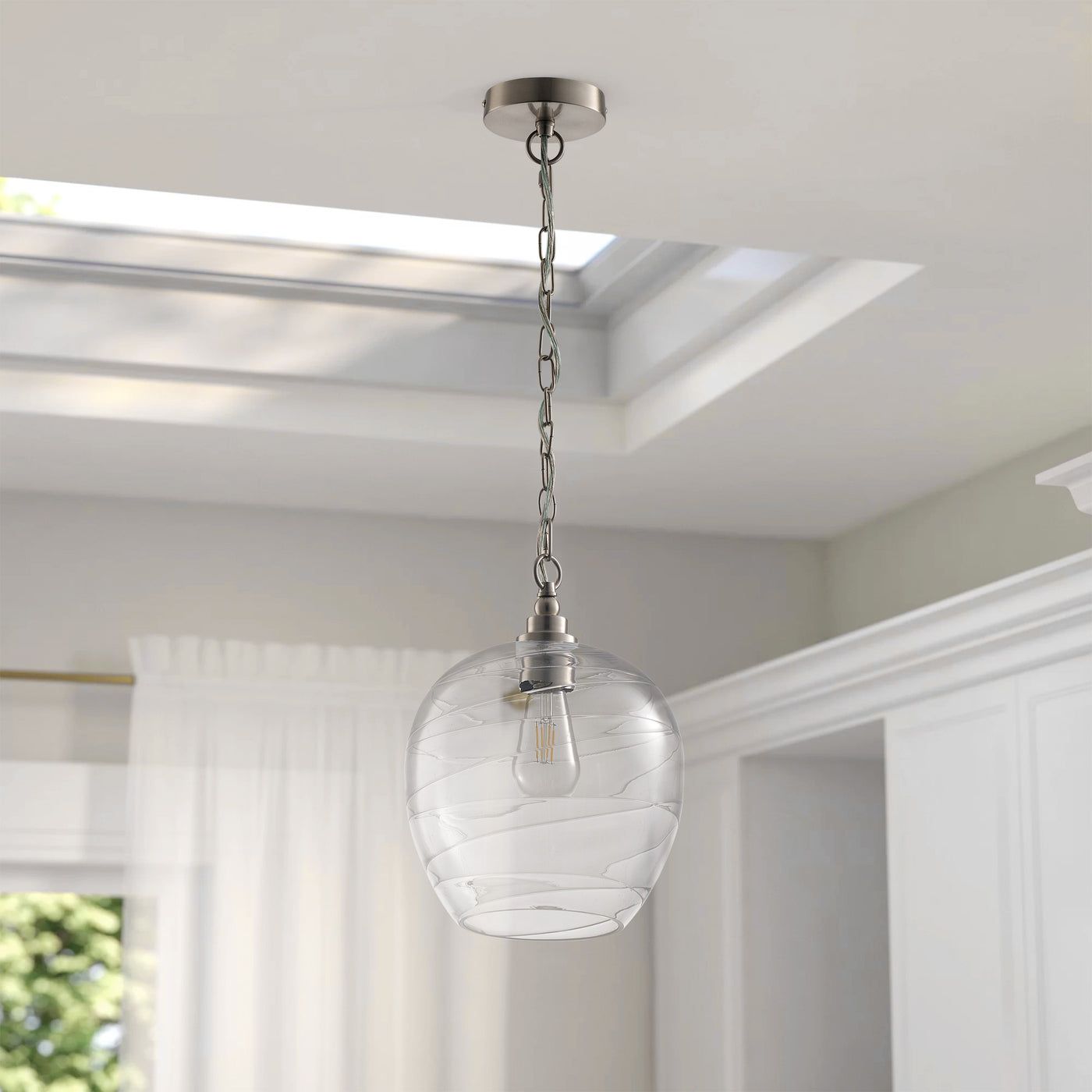 1-Light Clear Glass Globe Shade Pendant Lighting