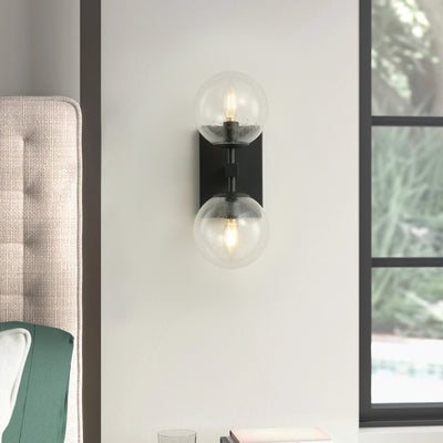 2-Lights Clear Glass Globe Shade Wall Sconces