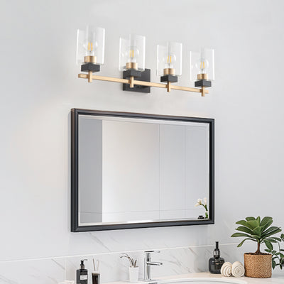 3-Lights & 4-Lights Clear Square Glass Shade Bathroom Vanity Lighting