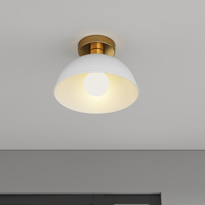 1-Light Modern Round Shade Semi-Flush Mount Lighting