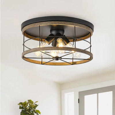 4-Lights Round Metal Frame Openwork Design Flush Mount Lighting