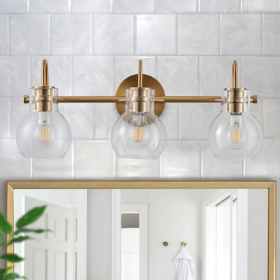 3-Lights Round Clear Glass Shade Bathroom Vanity Lighting