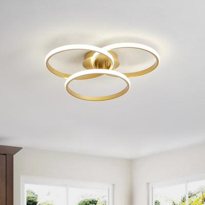 3-Lights Modern Style Three Circular Shape Dimmable LED Semi-Flush Mount Lighting