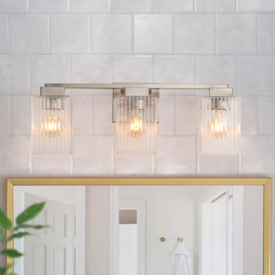 3-Lights Simple Style Dimmable Bathroom Clear Glass Wall Vanity Lighting