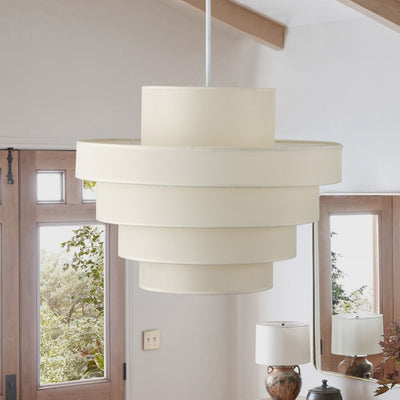 6-Lights Five Tier Fabric Cover Column Shade Pendant Lighting