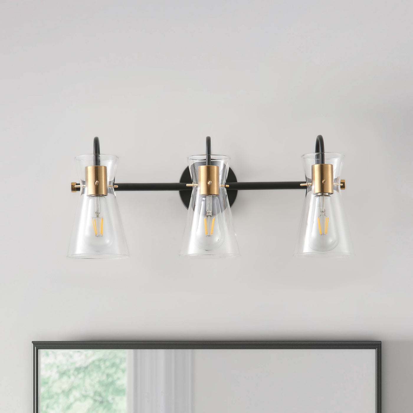 3-Lights & 4-Lights Vintage Style Dimmable Bathroom Clear Glass Wall Vanity Lighting