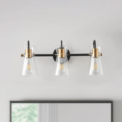 3-Lights & 4-Lights Vintage Style Dimmable Bathroom Clear Glass Wall Vanity Lighting
