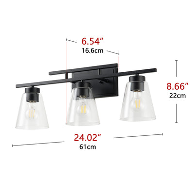 3-Lights& 4-Lights Dimmable Bathroom Clear Glass Wall Vanity Lighting