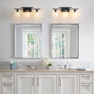 3-Lights& 4-Lights Dimmable Bathroom Clear Glass Wall Vanity Lighting