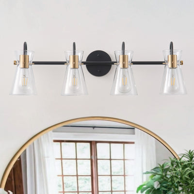 3-Lights & 4-Lights Vintage Style Dimmable Bathroom Clear Glass Wall Vanity Lighting
