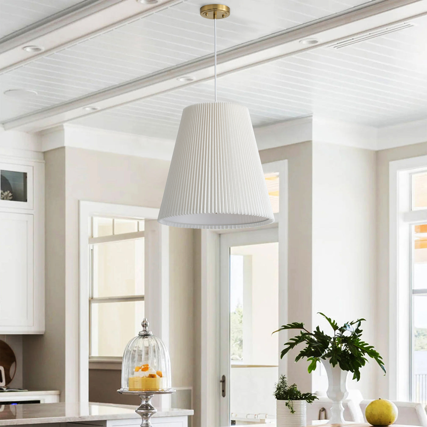 3-Lights Pleated Flared Shade Pendant Lighting