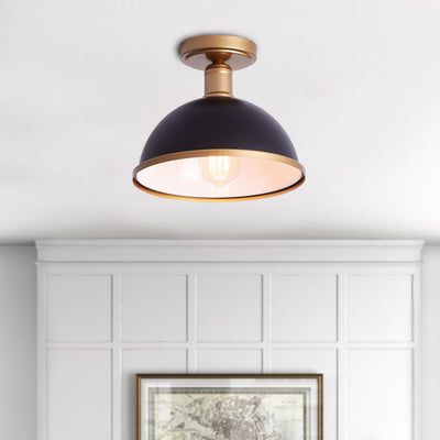 1-Light Vintage Round Shape Semi-Flush Mount Lighting