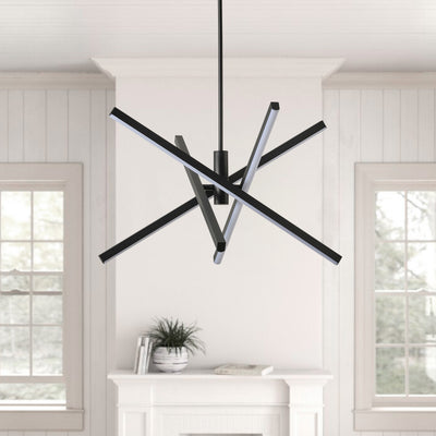 4-Lights Modern Linear Black LED Ceiling Light