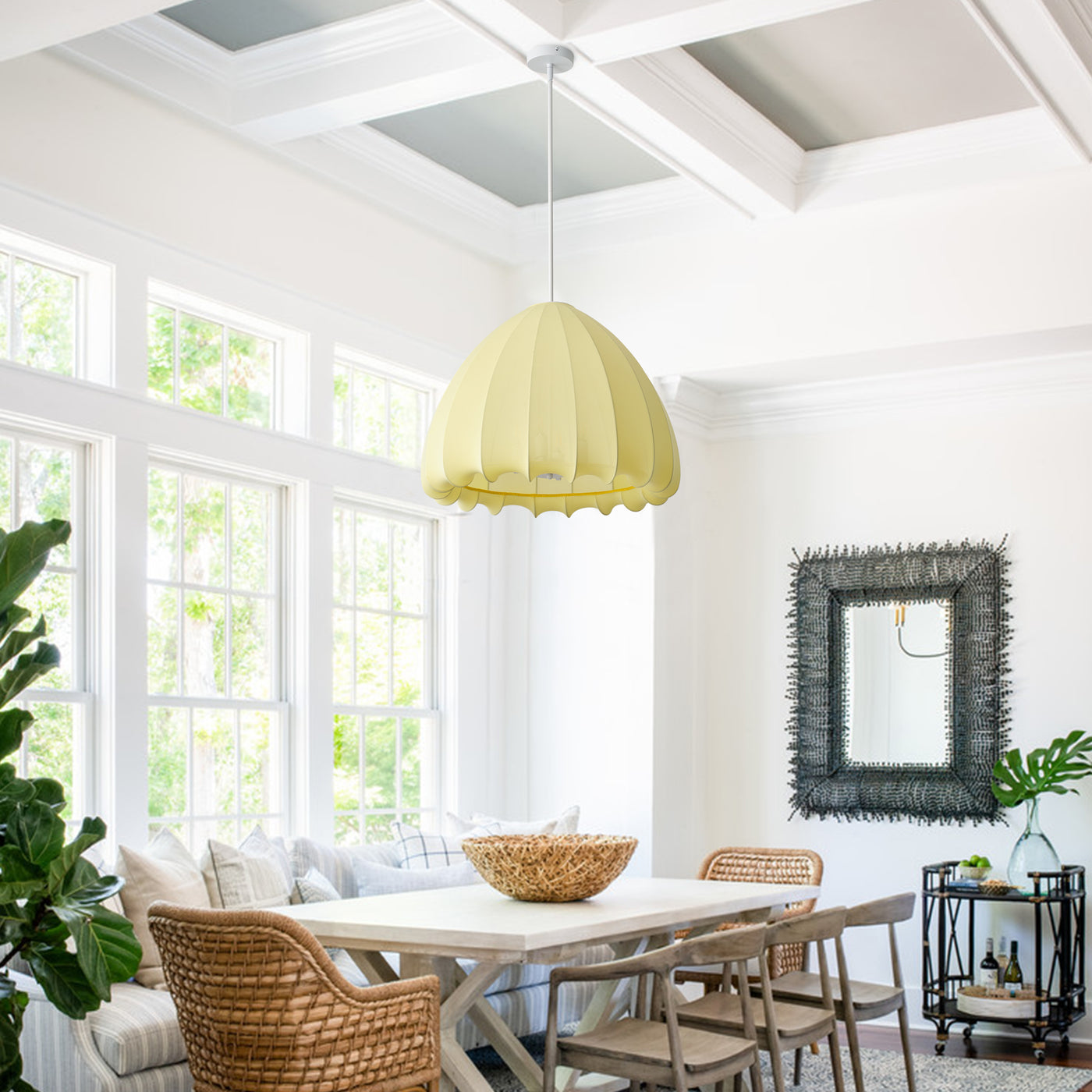 4-Lights Petal Shade Creative Design Yellow Pendant Lighting
