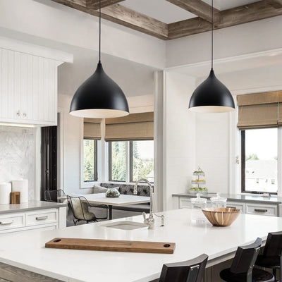 1-Light Modern Semi-Oval Shade Dimmable Pendant Lighting