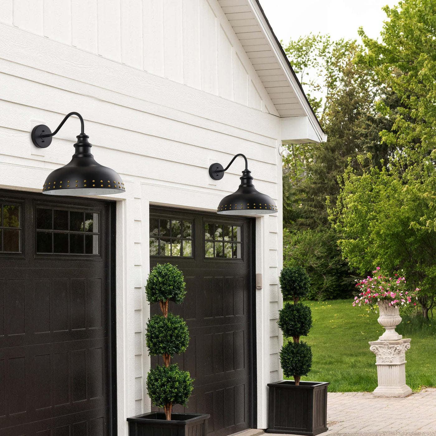 1-Light Spray-Painted with Gold Dots Bowl-Shaped Oversize Wall Sconces Outdoor Lights