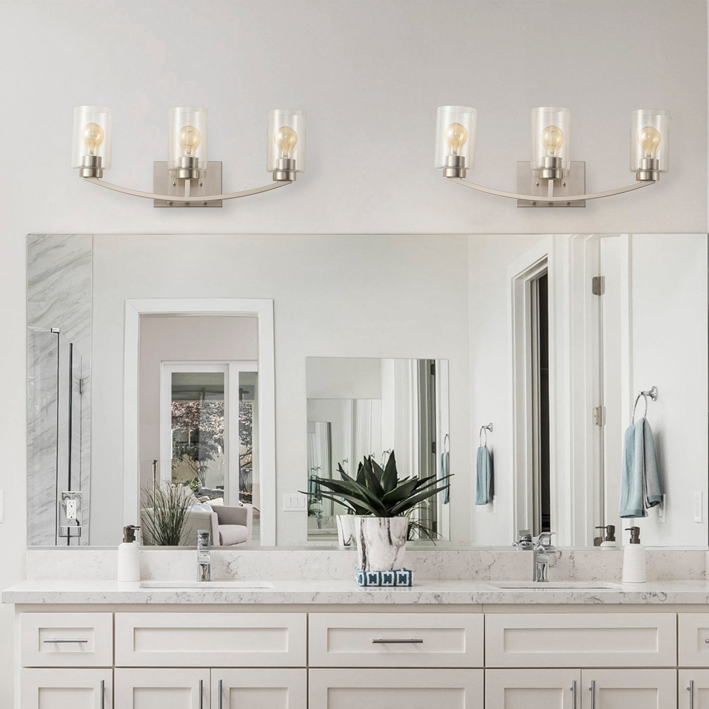 3-Lights Creative Dimmable Bathroom Clear Glass Wall Vanity Lighting