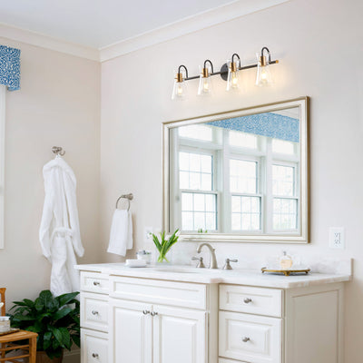 3-Lights & 4-Lights Vintage Style Dimmable Bathroom Clear Glass Wall Vanity Lighting