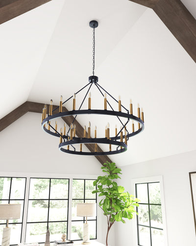 36-Lights Double Layer Wagon Wheel Chandelier