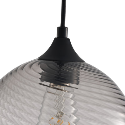 1-Light Stripe Texture Glass Globe Shade Pendant Lighting