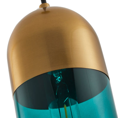 1-Light Green Cylinder Glass Pendant Lighting