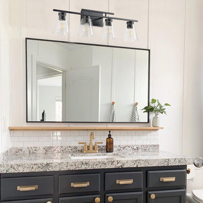 3-Lights& 4-Lights Dimmable Bathroom Clear Glass Wall Vanity Lighting