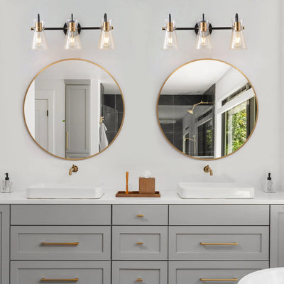 3-Lights & 4-Lights Vintage Style Dimmable Bathroom Clear Glass Wall Vanity Lighting