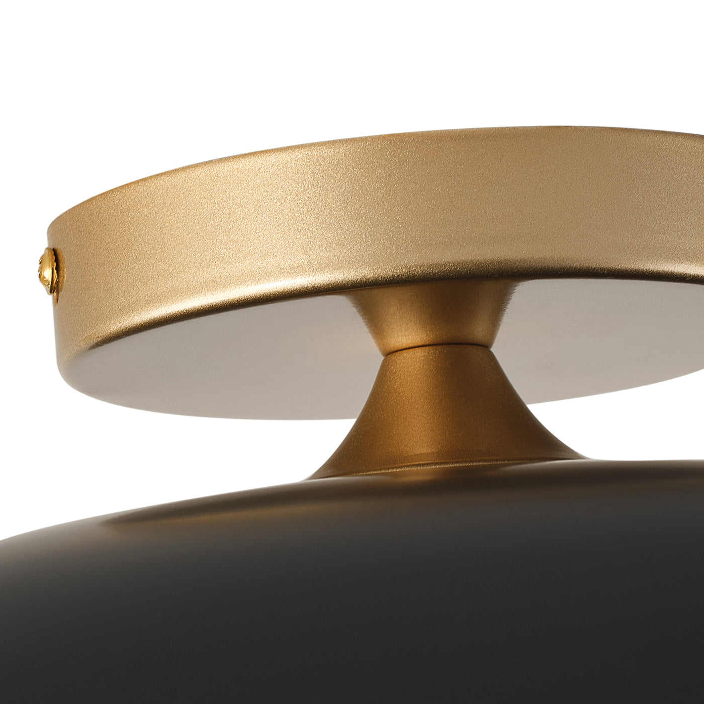 1-Light LED Bowl-Shaped Black and Gold Metal Shade Semi-Flush Mount Lighting