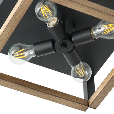 4-Lights Skeletonized Square Frame Flush Mount Lighting