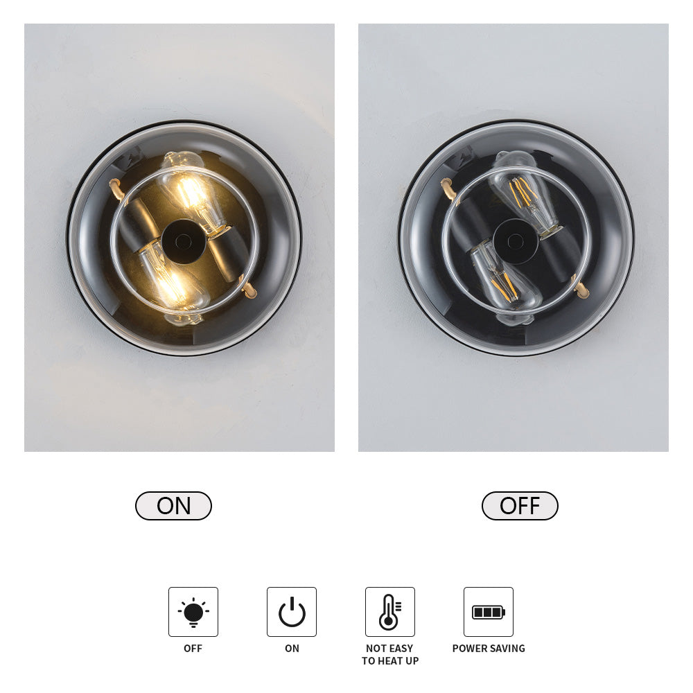 2-Lights Clear Glass Round shape Flush Mount Lighting