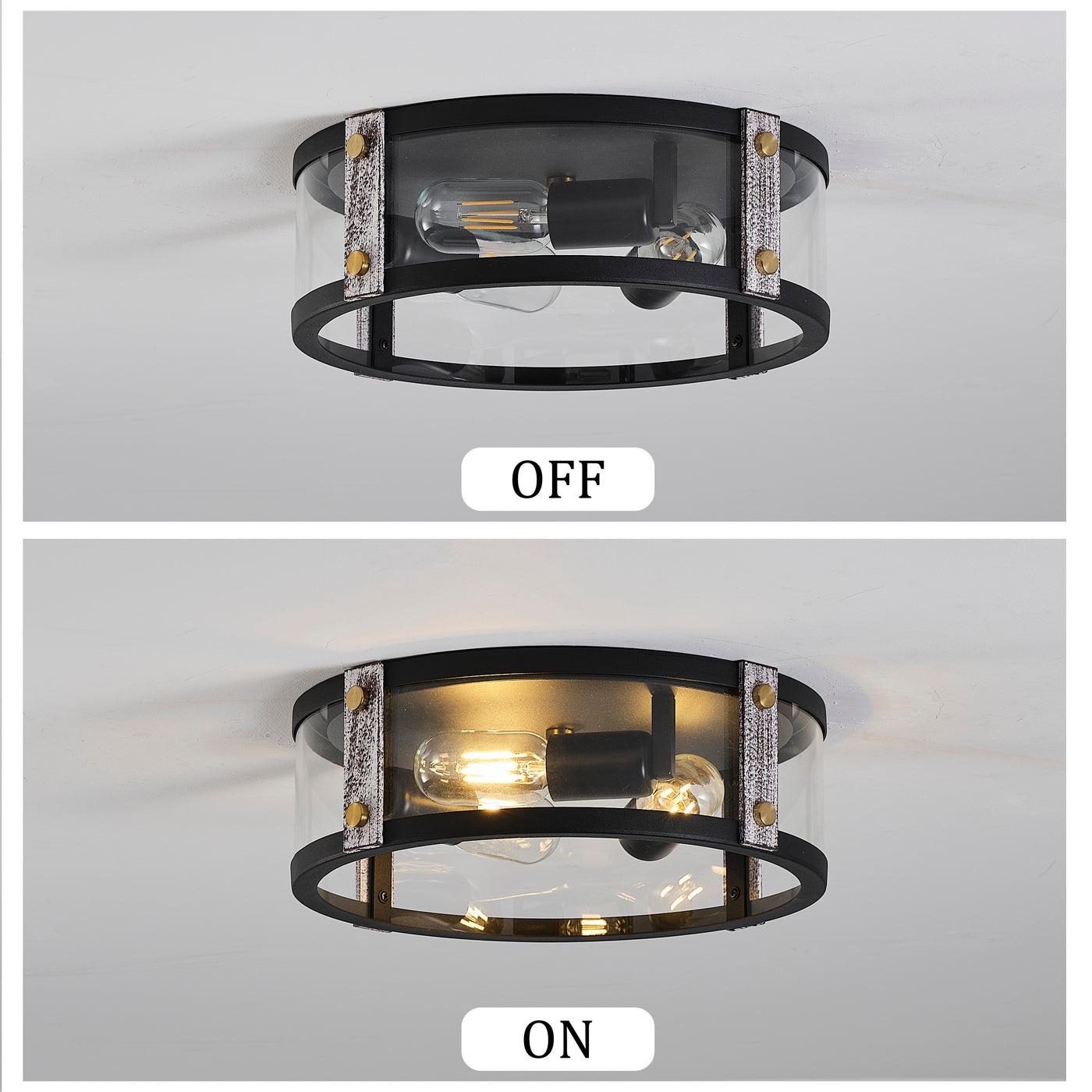 3-Lights Open Design with Sturdy Metal Frame Flush Mount Lighting