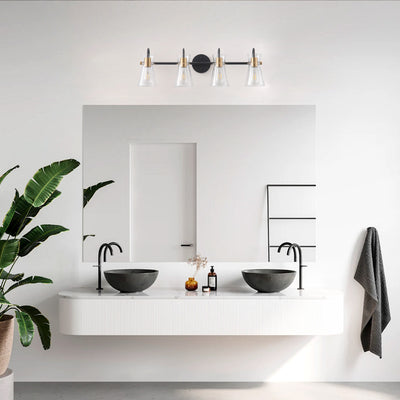 3-Lights & 4-Lights Vintage Style Dimmable Bathroom Clear Glass Wall Vanity Lighting