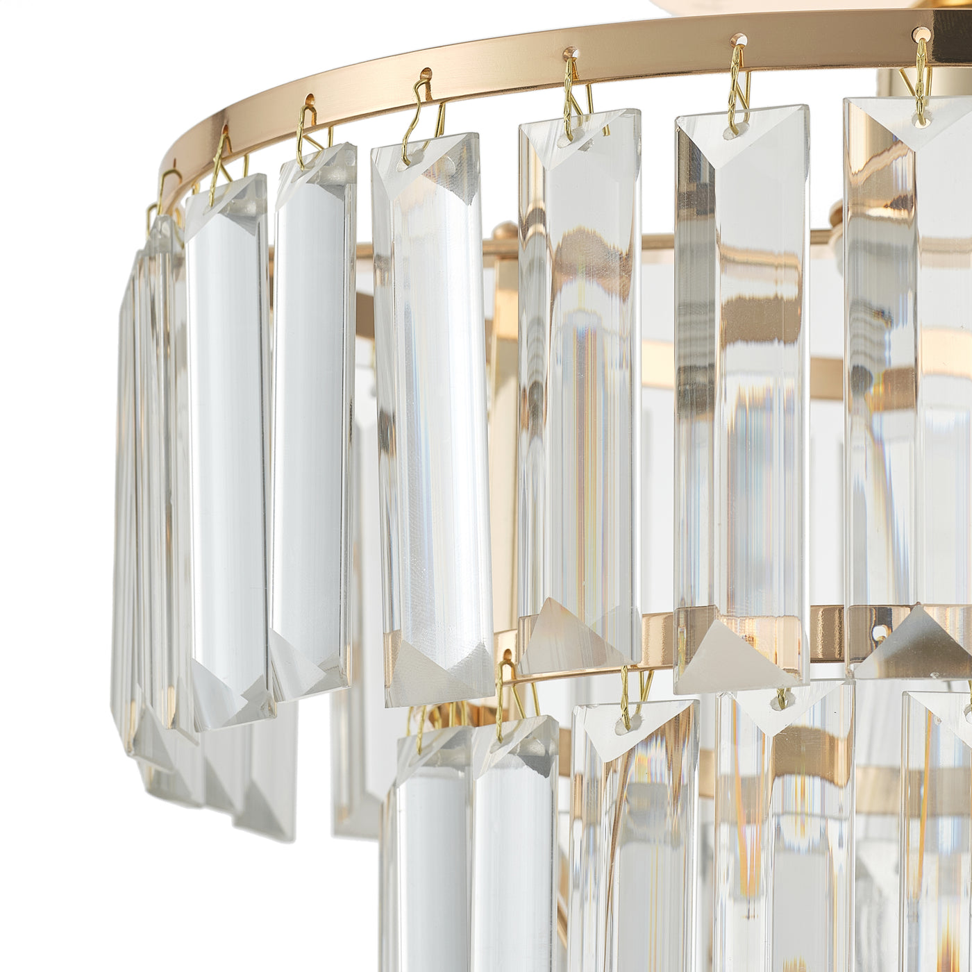 1-Light Round Shape with Crystal Decoration Semi-Flush Mount Lighting