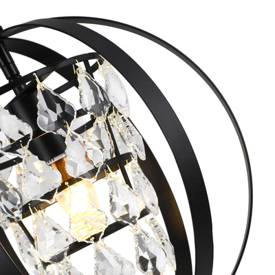 1-Light Round Shade with Crystal Slice Pendant Lighting