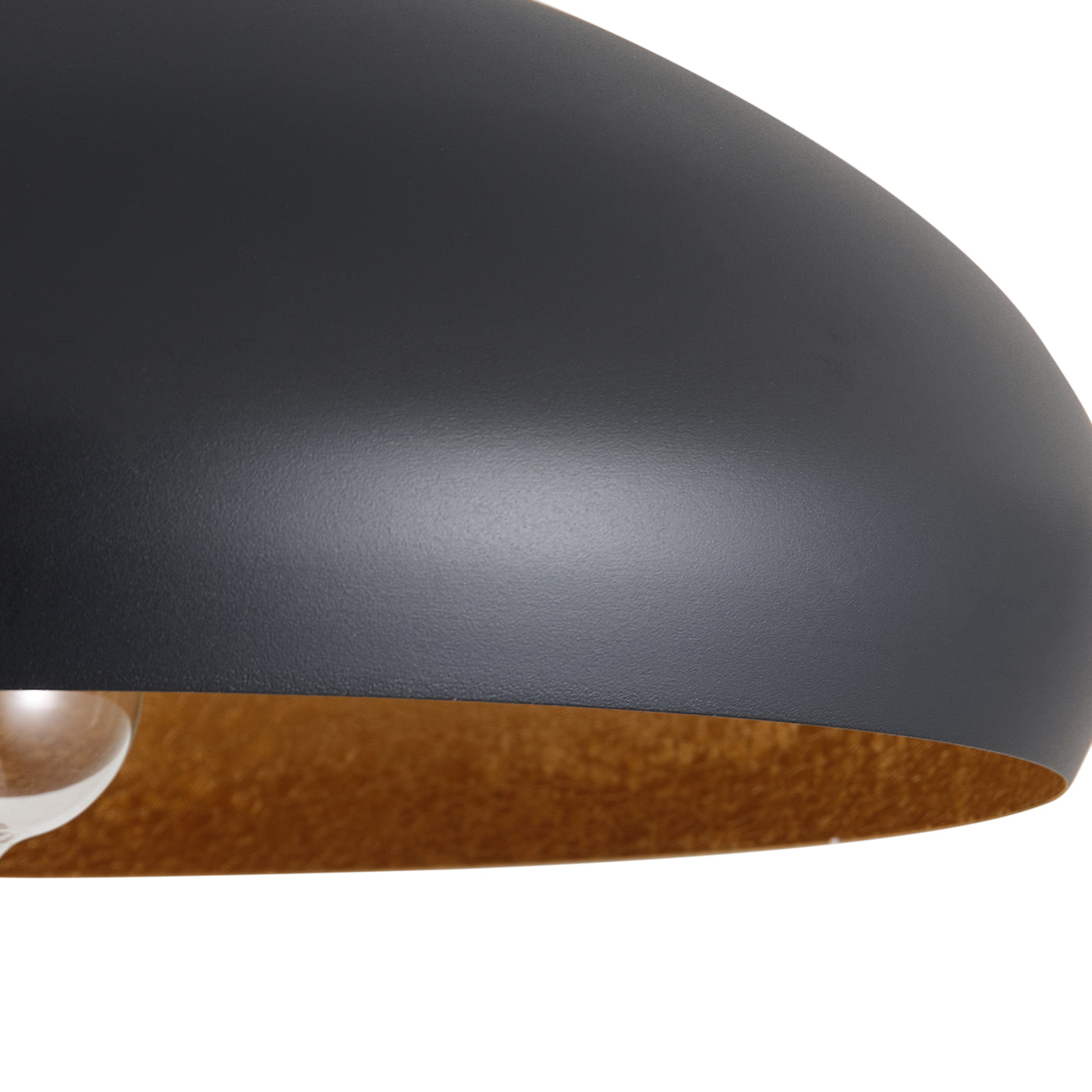 1-Light Sanded Black Exterior and Baked Imitation Gold Leaf Interior Shade Semi-Flush Mount Lighting