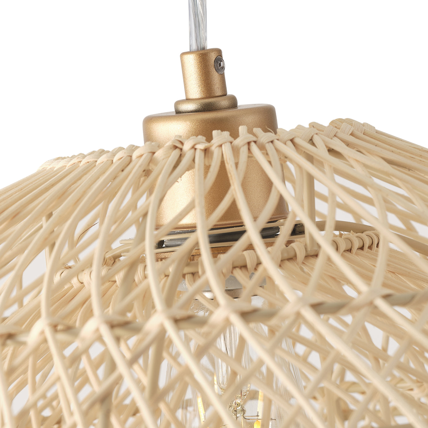 1-Light Bowl-Shaped Rattan Openwork Design Pendant Lighting